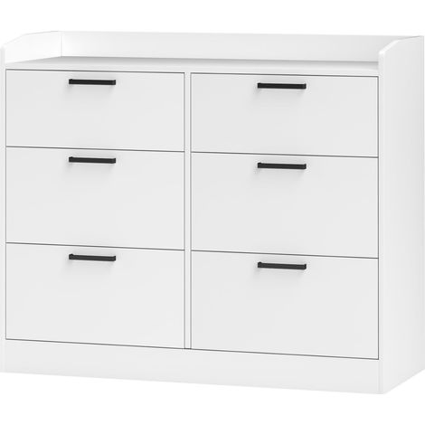HOMCOM Cassettiera Moderna 6 Cassetti con Bordi Rialzati in Legno Bianco (1/5)