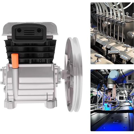 Kompressor Aggregat, Luftkompressor Pumpenkopf, Zweizylinder Kompressors, 2HP Kompressor Luftdruck Aggregat max 10 bar, 960RPM, Verdichter für Autoreparatur, Inneneinrichtung