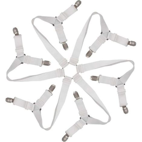 Tendeur drap housse 6 voies - PZCC - Sangle élastique réglable - Clip métal chromé - Pour matelas ronds et carrés (1/5)