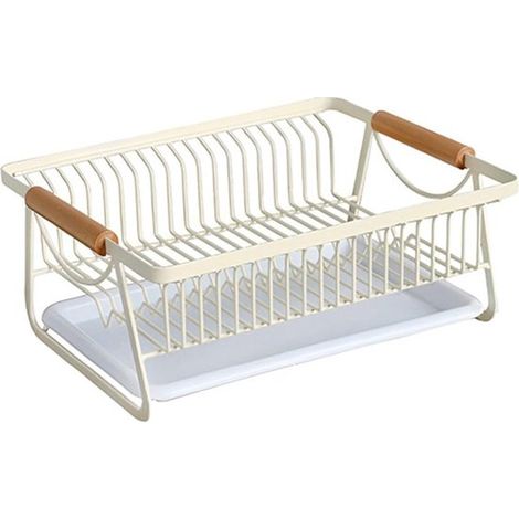 Égouttoir à couverts blanc avec bac égouttoir amovible, pour plan de travail de cuisine (1/5)