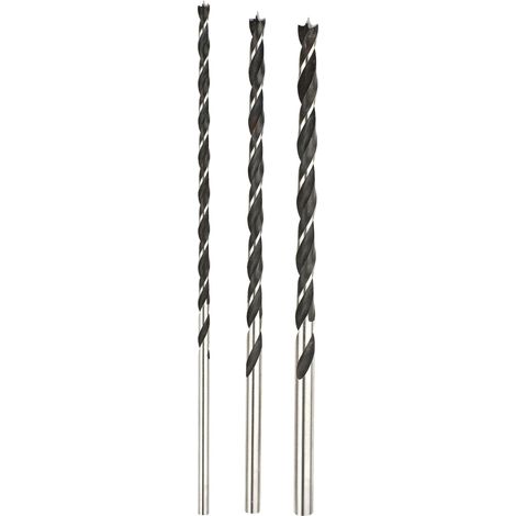 Forets à bois, forets à poutre, 6, 8 et 10 mm, longueur totale 250 mm, longueur utile 155 mm, lot de 3