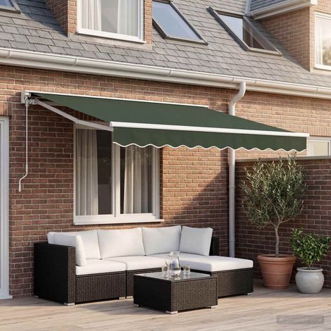 vidaXL Telo di ricambio per tenda da sole Verde Scuro 4 × 3,5 m