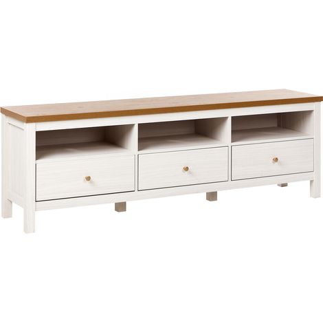 Elegante mueble TV con 3 cajones tablero de partículas muebles de sala de estar blanco Inverell