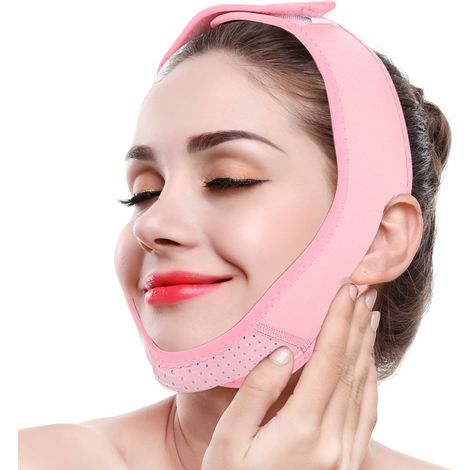 Masque Facial Lift - Bande De Compression Pour Menton Et Double Menton - Confortable Et Respirant En Lycra - Pour Contours Du Visage Et Ligne V - 1 Pièce (1/5)