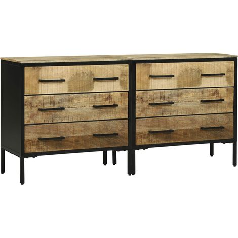 Buffets 70 x 35 x 70 cm Marron Bois de manguier brut massif vidaXL (1/5)