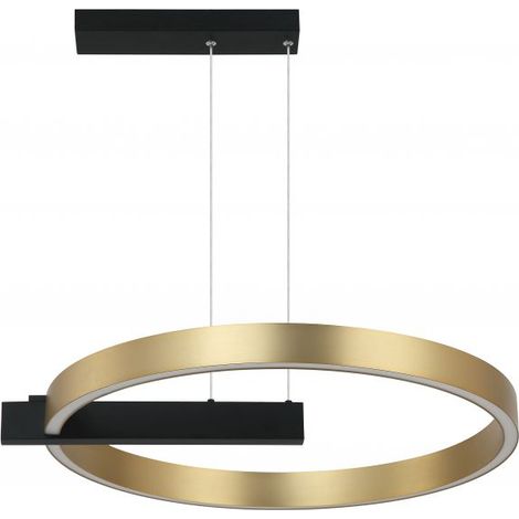 Suspension Luminaire LED D600 41W Noir Sablé et Doré Mat ZAMBELIS 22011 - Blanc chaud - 3000K