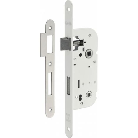 Thirard – Serrure encastrable à condamnation pour salle de bain – Entr'axe 70mm – Pêne acier – Gâche plate acier – Têtière acier