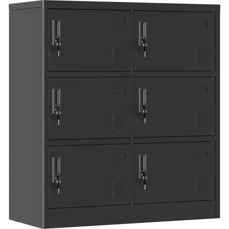 Metallschrank mit 6 Türen, Schloss und Kartenhalter, schwarz, 90 x 40 x 100 cm, MODENUIT (1/5)