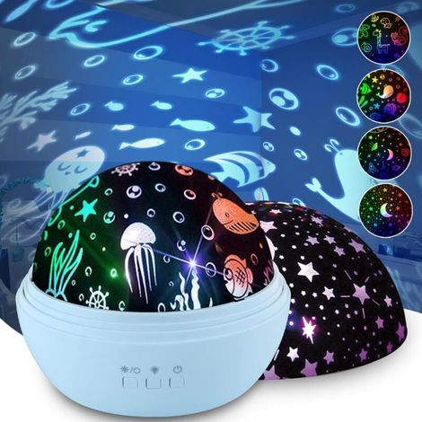 Night Light for Kids, Rotating Night Light Projector for Children with 16 Lighting Modes, 4 Movies, Night Light Projector for Bedroom, Baby Sensory Lights Gifts for Babies, Girls and Boys – Bl MUMU