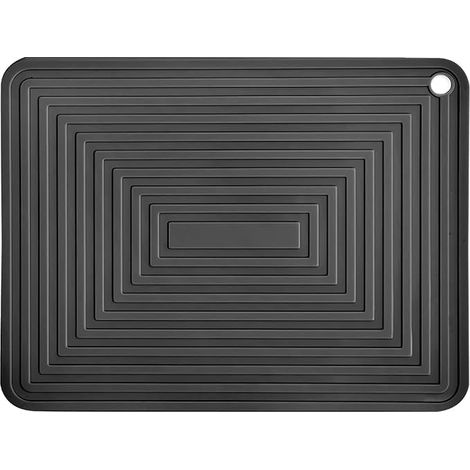 Dessous de Plat Silicone, Anti-dérapant Anti-Chaleur Tapis de Pot, Multifonction Repose-cuillère Dessous de Verre de Cuisine, Support à Couverts, Tapis Résistants à la Chaleur, Noir (1/5)