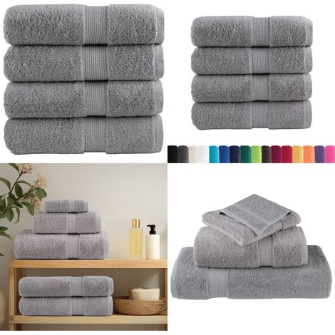 Premium-Waschtücher SOLUND 4 Stk. Grau 30x30 cm 600 g/m² - Baumwollhandtücher - Gesichts-Handtuch (1/5)