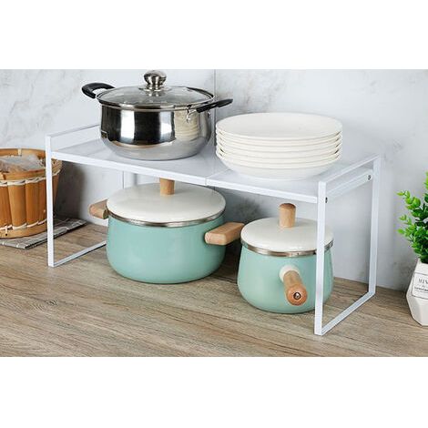 Étagère Extensible En Acier Pour Cuisine Et Salle De Bain Rangement Épices Et Accessoires 36-60x21x18cm Blanc (1/5)
