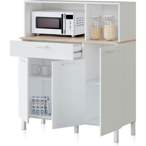 Alacena cocina Colin 3 Puertas Blanco Artik (Blanco Mate) - Roble Canadian (ancho) x 126cm (alto) (1/5)