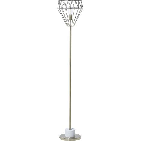 Lámpara de pie de metal latón con pantalla abierta soporte blanco aspecto moderno Mooni (1/5)