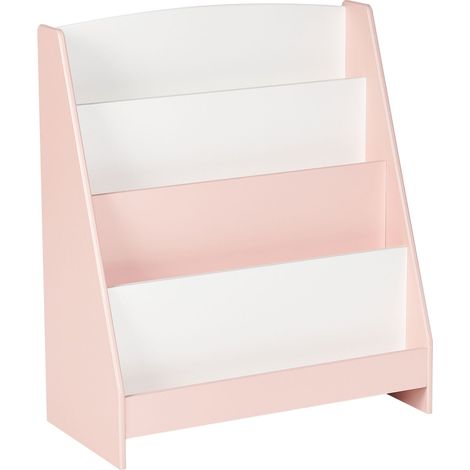 Bibliothèque à 4 Niveaux en MDF Présentoir Meuble Chambre Enfant Rose Pastel Liloet (1/5)