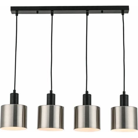 Lampada a sospensione nera 4 cilindri E27 Reality Nulla