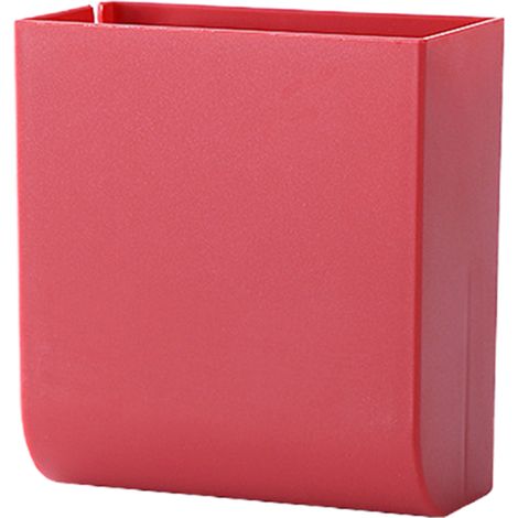 Liquidation : Boîte de rangement murale pour télécommandes, rangement de salon, petits objets sans perçage, étagère de chevet (rouge) (1/5)