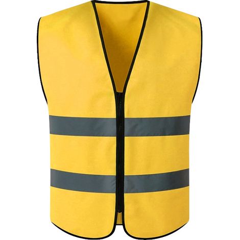 Gilet de Sécurité Haute Visibilité Jaune Fluo avec Fermeture Éclair - Gilet Réfléchissant en Maille Respirante pour Chantier, BTP, Paysagisme et Assainissement - Lot de 8 Pièces-lsw