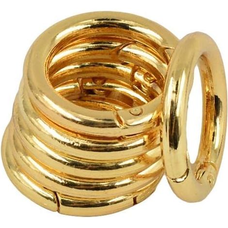 6 mousquetons ronds à ressort dorés pour collier, bracelet, clé ou sac. (1/5)