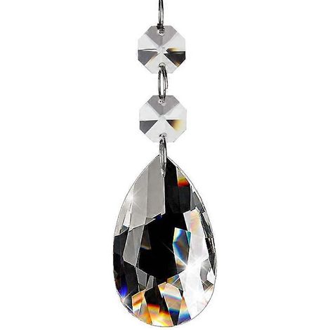 20 cristaux pour lustre, pendentifs en cristal transparent en forme de larme, perles, cristaux suspendus pour lustres (38 mm, transparent) (1/5)