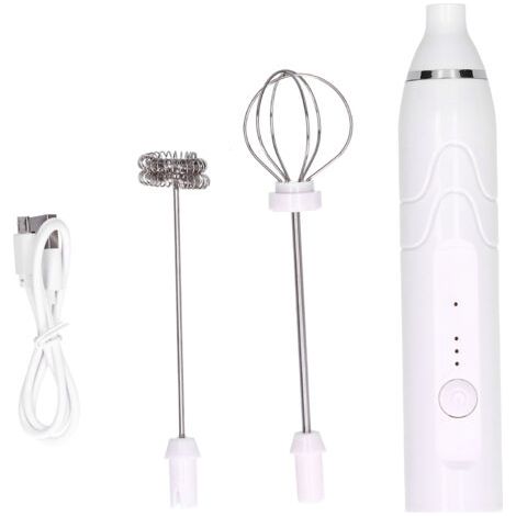 Mousseur à lait mélangeur multifonction à 3 vitesses, Machine à mousse électrique portative, chargement USB (blanc)