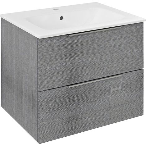 Meuble sous-vasque CIRASA 59,2x52x46cm, chêne argenté