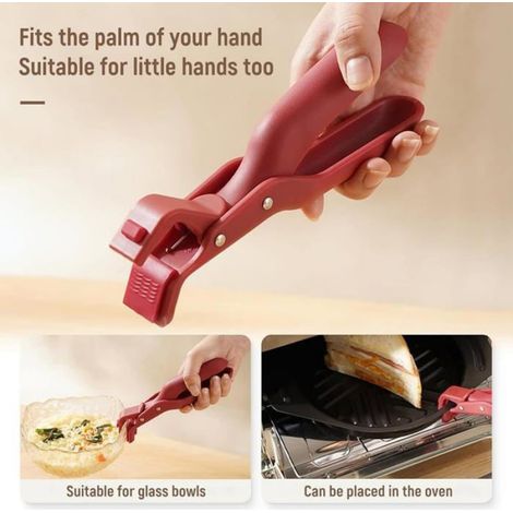 Pince Anti-Brûlure - Silicone Antidérapant - Pour Assiettes Bols Poêles Micro-ondes - Lot de 2 (1/5)