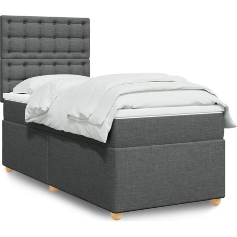 Boxspringbett mit Matratze Dunkelgrau 100x200 cm Stoff