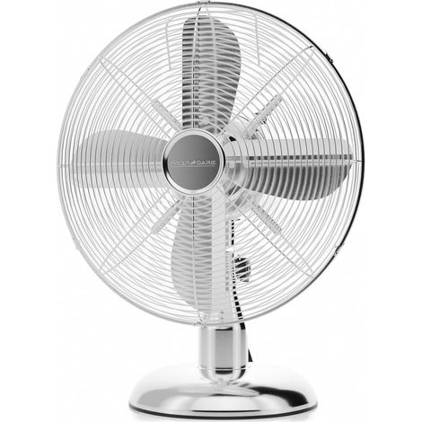 Ventilateur de table - 30 W - Avec angle ajustable - 25 cm - 3 vitesses - 4 niveaux (0-1-2-3) - Silencieux - Chrome (1/5)