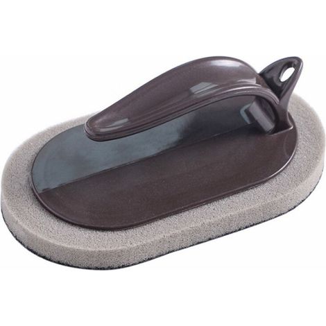 Emery sponge wipe kitchen multifunctional decontamination cleaning brush with handle powerful bathtub brush bathroom tile brush Brown (emery sponge brush)