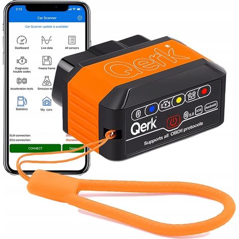 Interfaz de diagnóstico Qerk KW905 OBD2 ELM327 Bluetooth 5.0 Tester Polaco (1/5)