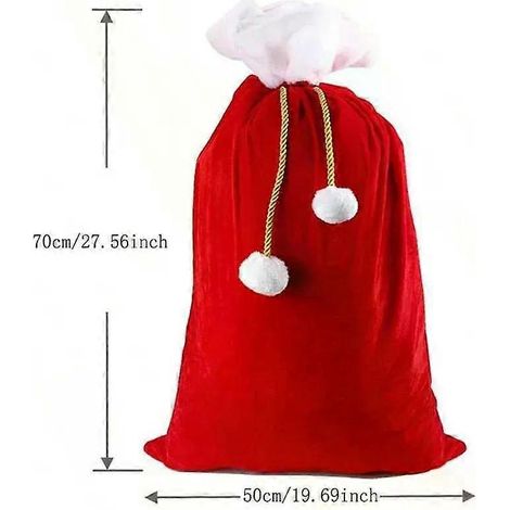 Coffret cadeau Père Noël rouge, sac à bonbons en velours doré avec cordon de serrage, décorations de Noël 2025 et de Bonne Année 2026 (1/5)