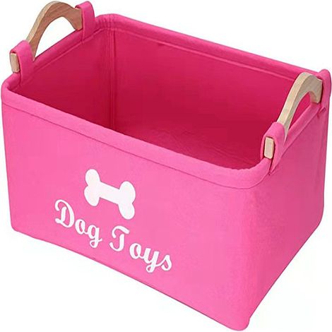 Boîte De Rangement En Toile - Pour Jouets De Chat - Poignée En Bois - 38 X 25 X 18 Cm - 1 Pièce (1/5)