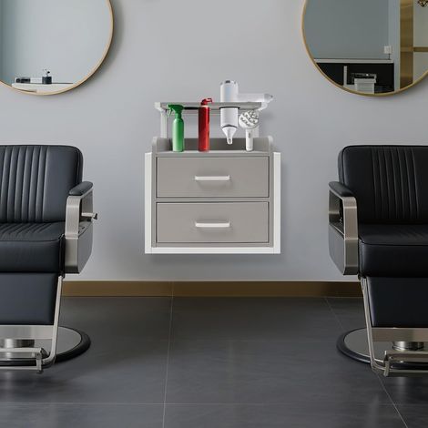 Hairdressing Wall Cabinet, 40 × 30 × 48 cm, Tool Cabinet with 2 Drawers, Open Shelf, 1 Shelf, Storage for Hairdressing Accessories, Load 30 kg (1/5)