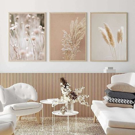 Peinture Moderne Pampas Herbe Plantes Nature Paysage Peinture Herbe Séchée Moderne Boho Botanique Affiche Mur Photos Décor3 pièces 20x30 cm sans Cadre (1/4)