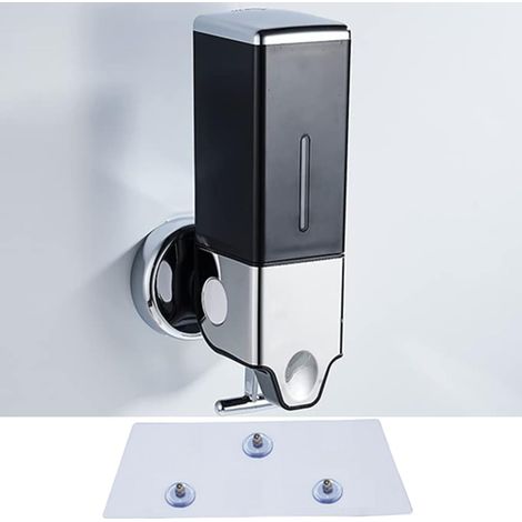 Dispensador de jabón líquido de pared, 500 ml, no requiere perforación, para uso comercial/ducha/loción, color negro, baño/cocina.