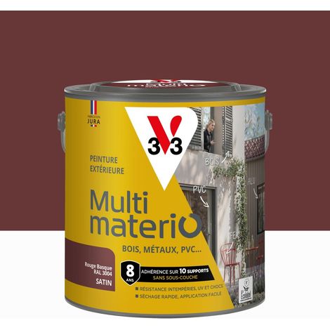 Vernice multimateriale per esterni Multimaterio V33, finitura satinata rosso basco, 2 litri V33