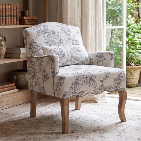 Wahson Fauteuil Salon en lin avec pieds en bois massif – Coussin épais pour confort – Design vintage – Dimensions 86x70x71cm – Disponible en gris et beige