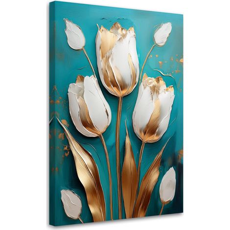 Tableau déco Tulipes Glamour Turquoise 40x60 (1/5)