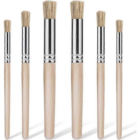 Lot de 6 pinceaux à pochoir en bois pour peinture acrylique (3 tailles) (1/5)