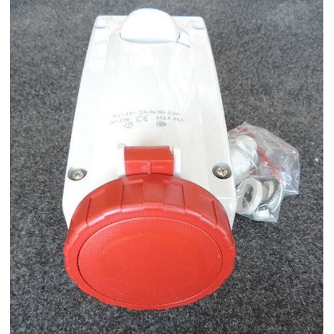 Prise socle saillie 3P+T 32A femelle 380-415V 50/60Hz rouge verrouillable 106x240mm M25 6h étanche IP67 ADVANCE 2