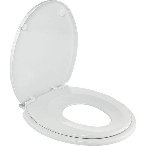 Wirquin – Abattant adulte pour WC en thermoplastique blanc – Système frein de chute SOFT CLOSE – Réducteur enfant intégré – Confort acoustique (1/10)