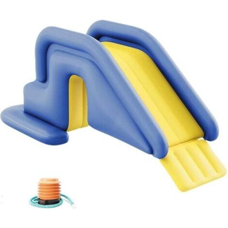Toboggan Aquatique Gonflable Avec Mur D'Escalade Parc Attractions Été Compact Enfants Sécurité Bleu