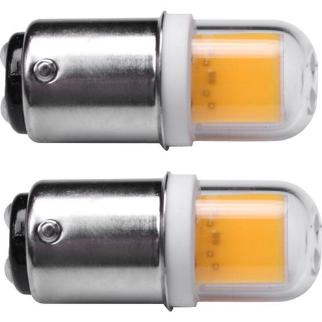 2X BA15D Ampoule LED 3W 110V CA 220V Non-Gradable 300 Lumens COB 1511 LED Lampe Blanc Chaud Blanc(Blanc Chaud)