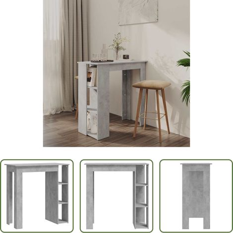 vidaXL Table de cuisine -  Table de bar avec étagère Gris béton Bois d'ingénierie (1/5)