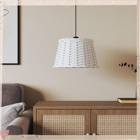364368 Abat-jour de plafonnier blanc 38x23 cm osier (1/5)