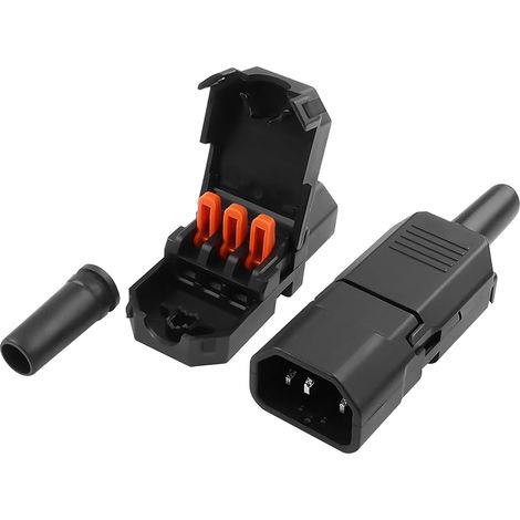 IEC320 Fiche C13 C14 2 pièces 250 V 10 A AC 3 broches C13 Prise C14 Prise d'alimentation réutilisable Connecteur (C13+C14) (1/5)