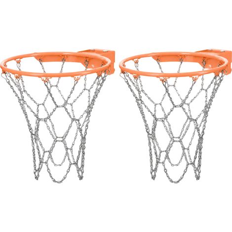 Steel Basketball Net, Durable Chain Hoop Replacement for 45cm Hoops 2-Pack (1/5)