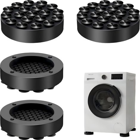 4 Pièces Pied Machine a Laver, fabriqués en silicone 6,2 x1,5x4,5cm Pied Anti Vibration Machine, Amortisseurs Antivibration pour Machines à Laver Séchoirs et Meubles (noir) Nez de sécurité en peluche (1/5)