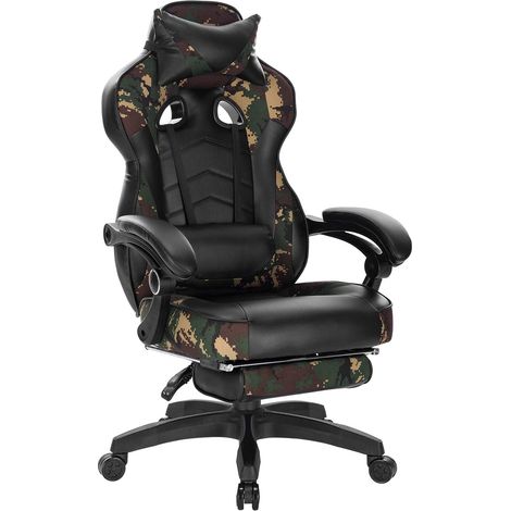 WOLTU Racing Sillas de Escritorio Cuero sintético Gaming Silla de OficinaErgonómica Silla de Ordenador Taburete Giratoria de Oficina con Ruedas Silla de Escritoroio Camuflaje (1/4)